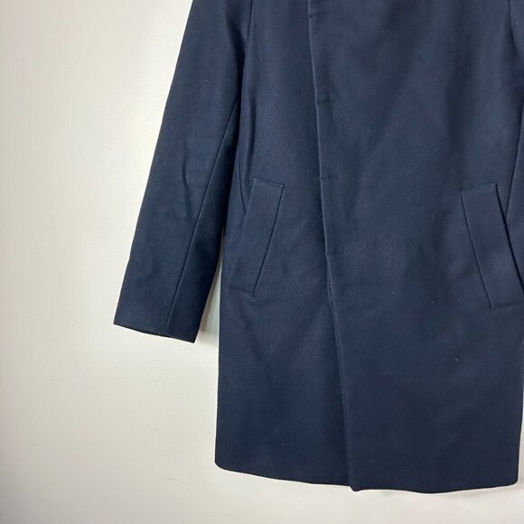 ZARA Navy Hidden Buttons Wool Blend Pea Coat Size M - Picture 3 of 7